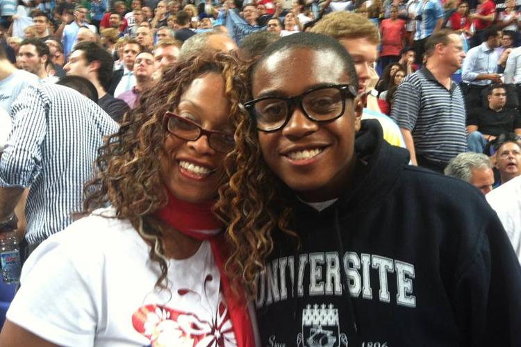 Trevon Gooch, sophomore, and his mother Dana Gooch at the Olympic games. Photo by: Dana Gooch