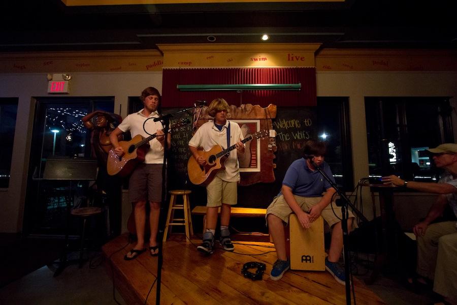 The Schick Brothers jam it out on stage.