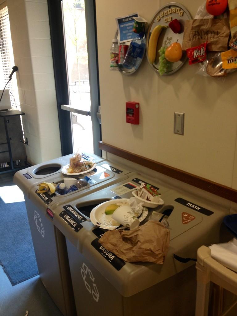 The state of the trash cans after lunch on Aug. 19.