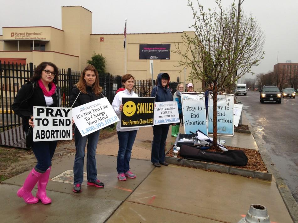 Volunteers picket outside of a Planned Parenthood office during the 40 Days for Life movement.