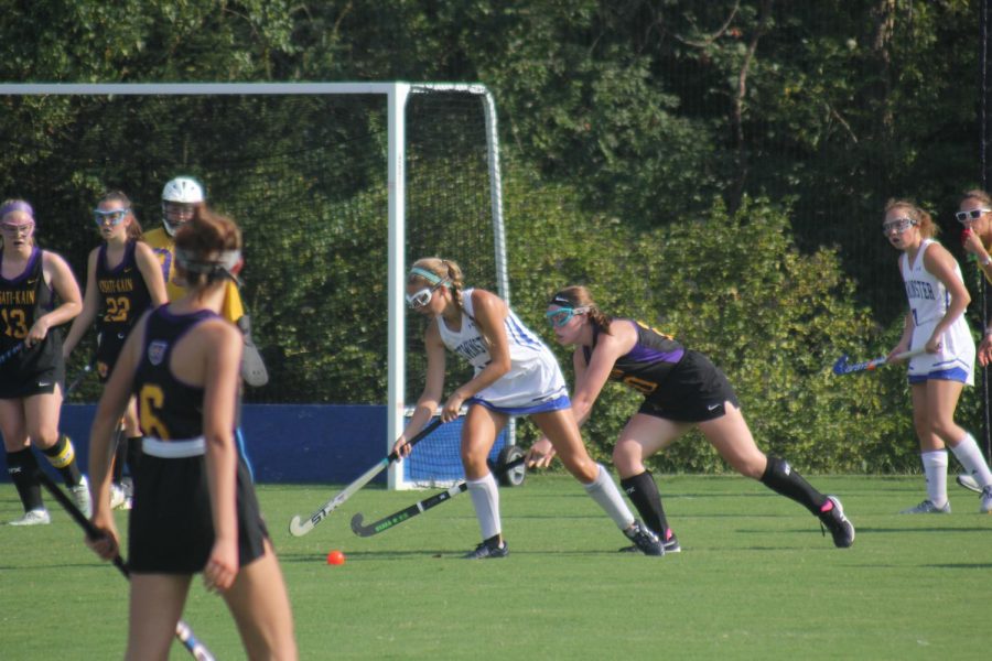 Sophomore Elizabeth Clawson possesses the ball in the defensive end. 