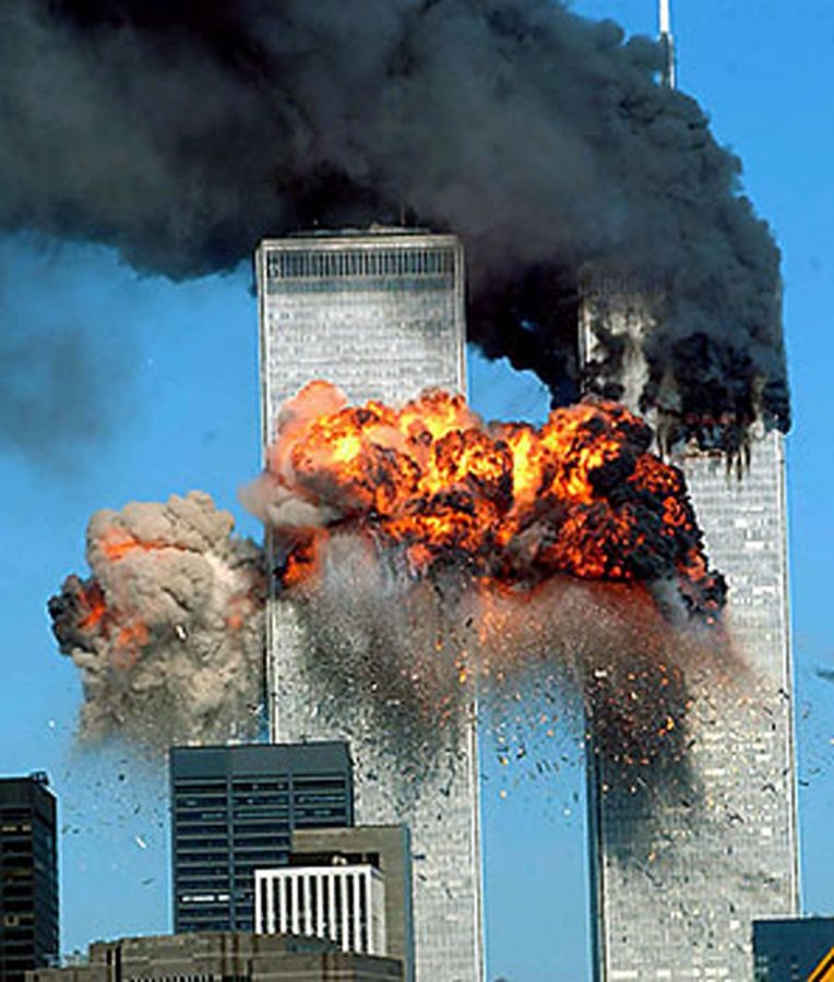 An image of the twin towers taken during the attack.
