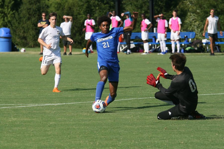 Liam Lloyd goes in for the shot against Principia.