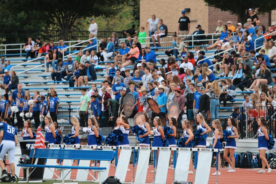 The Westminster Blue Crew brought spirit and enthusiasm to the Homecoming football game. 