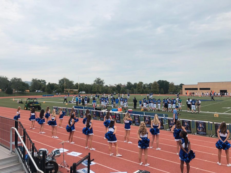 The cheerleaders also brought energy to the football game. 