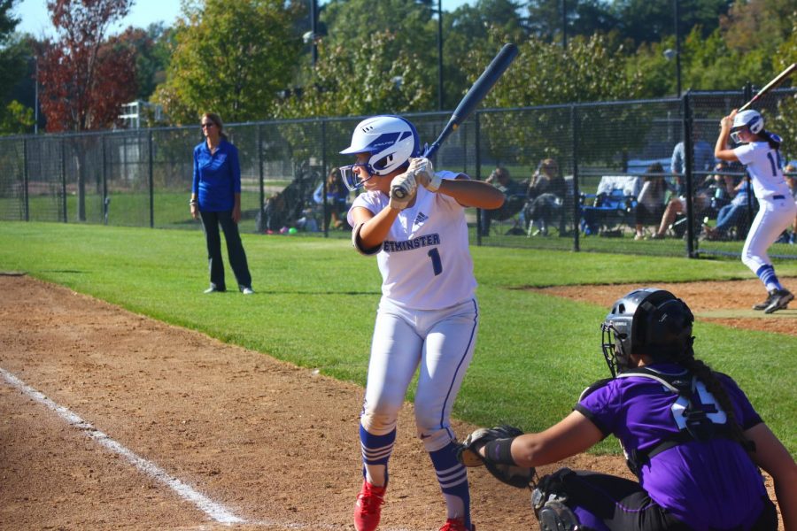 Lauren Gates steps up to the plate in the district semifinal against Parkway North.