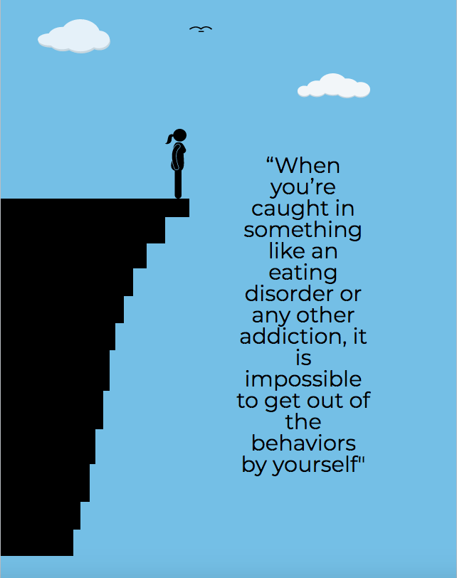 Eating disorders are sometimes compared to the feeling people afraid of heights experience when they stand on the edge of a cliff.