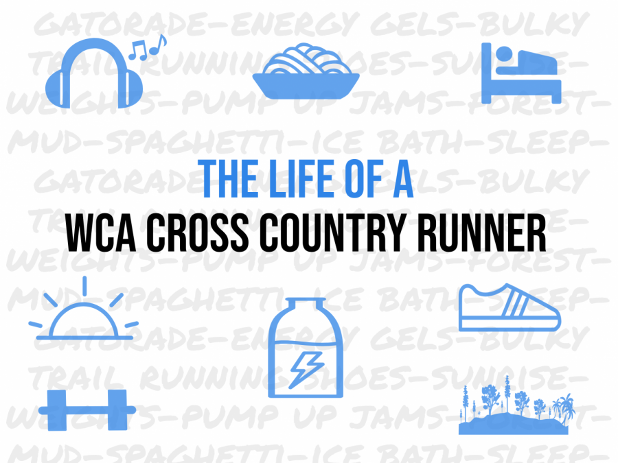 The symbols associated with a cliche WCA cross country runner.