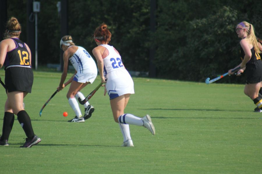 Senior Luci Hilboldt trails the ball in a regular season home game.