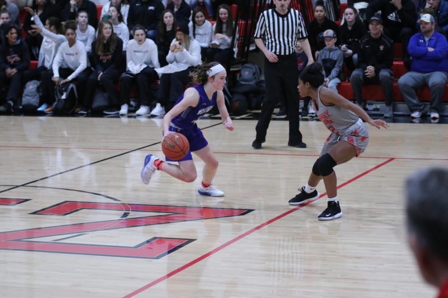 Brooke Highmark brings the ball up the court in a game against Parkway Central during the Visitation Christmas Tournament.