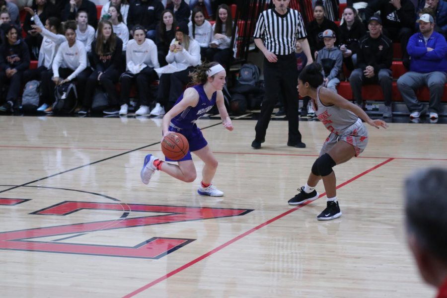 Brooke Highmark brings the ball up the court in a game against Parkway Central during the Visitation Christmas Tournament.