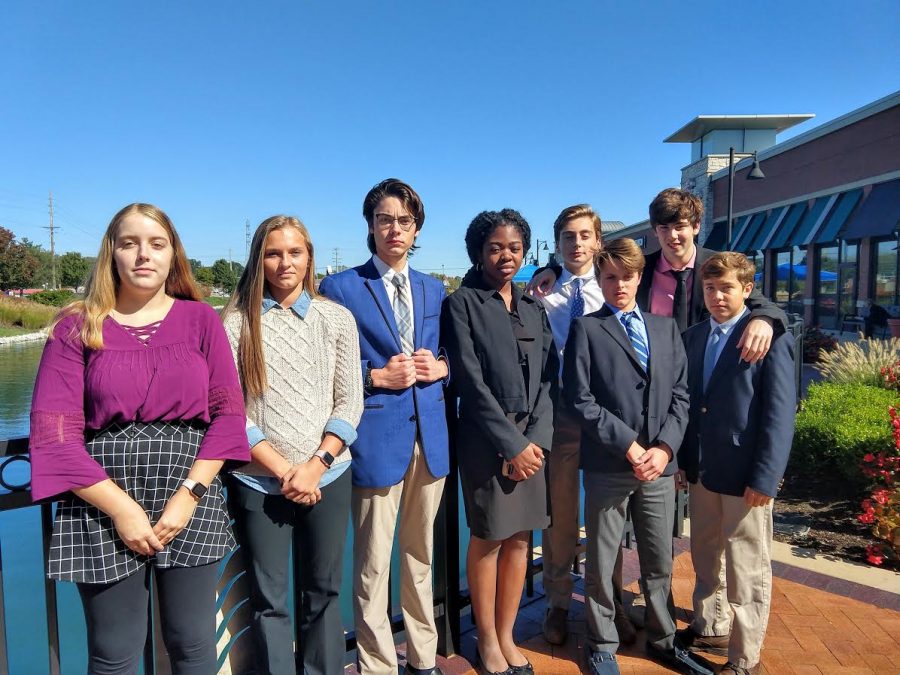 Some members of the debate team before the Ladue Novice Invitational.