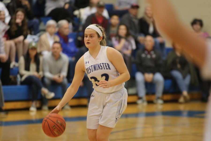 Reilly Brophy brings the ball up the court in the Wildcats District Final loss to Rockwood Summit on Thursday. 