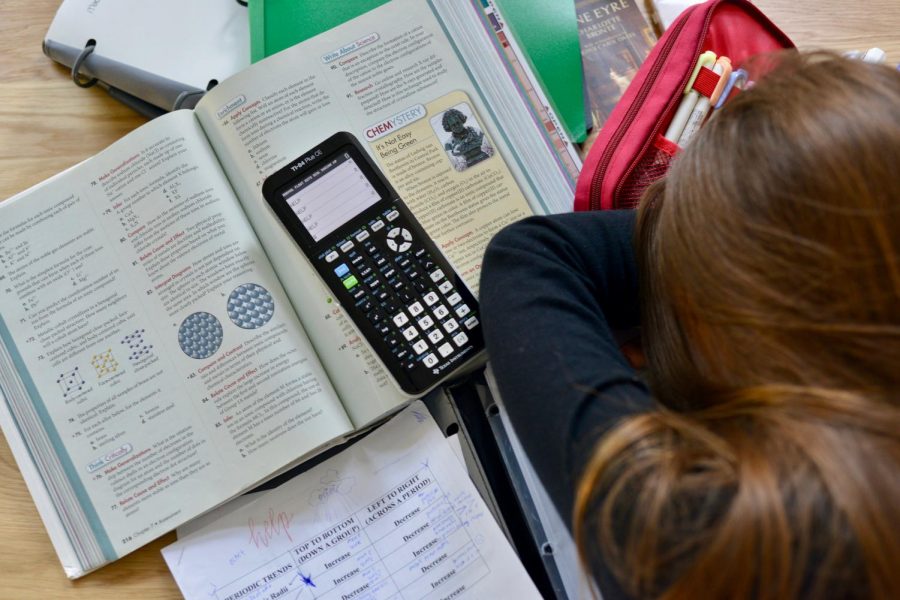 girl sleeping doing homework