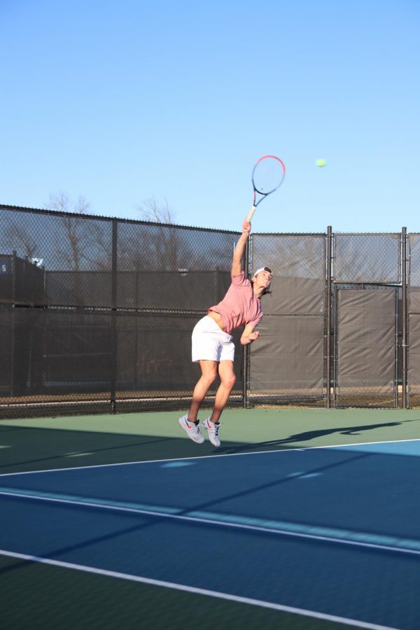 Daniel Stengel, junior, serves an ace during tryouts. 