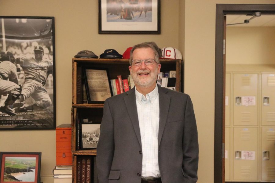 Dr. Gall in his classroom before teaching his first class of the day.