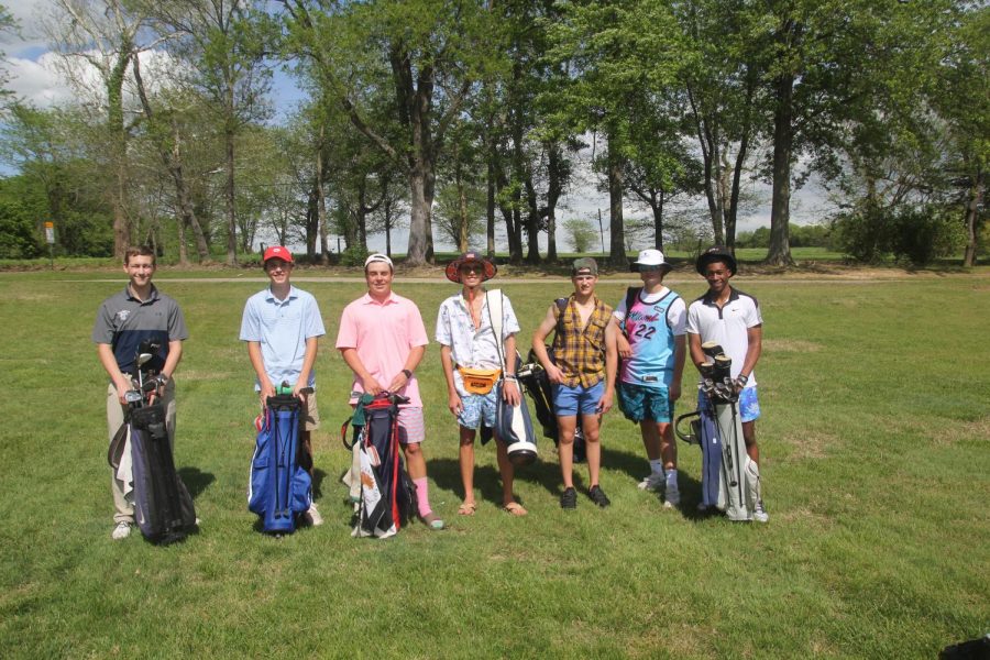 The Westminster golf squad poses in their unique attire.
