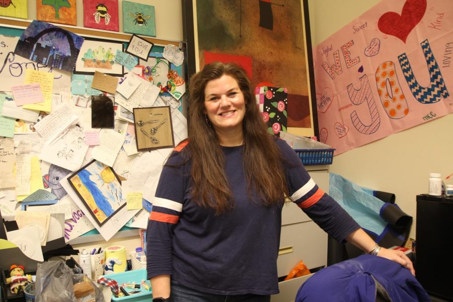 Mrs. Vogel standing in her classroom
