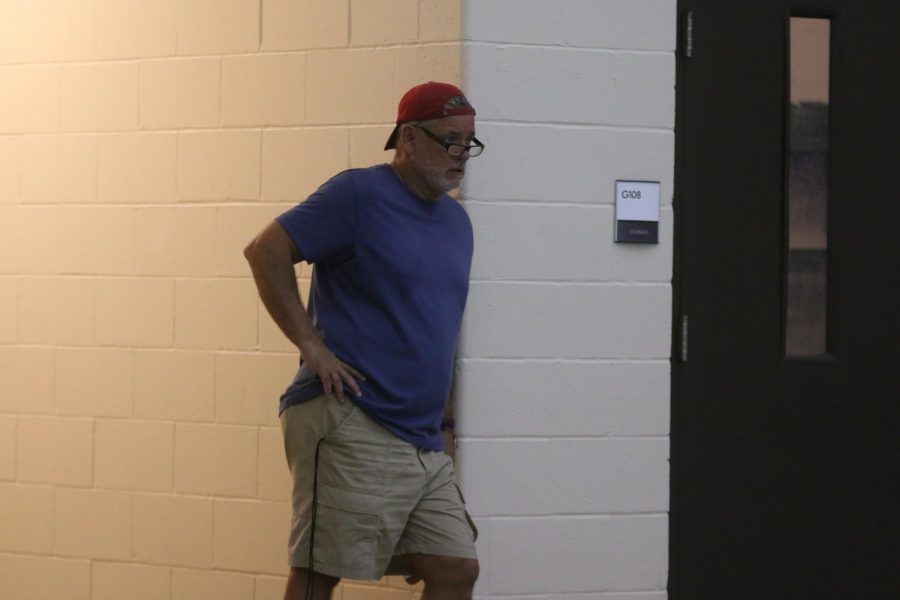 Coach McGowan watches over the team at practice.