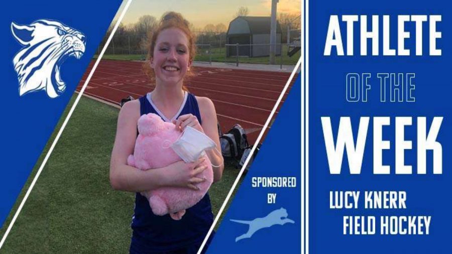 Lucy Knerr, sophomore, wins the “pig of the game” for lacrosse for scoring the first goal of the season last spring.