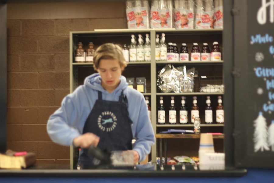 Jackson Lawrence is making some coffee for some students who need the extra boost. 