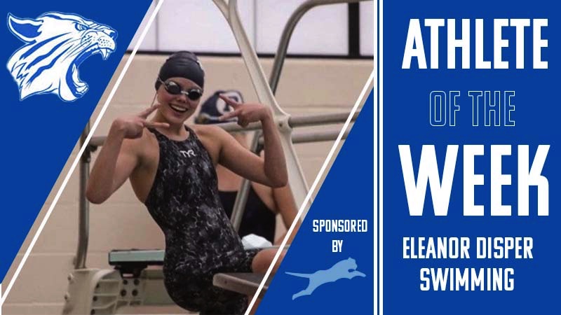 Disper throws up two peace-signs before her 500 Freestyle.