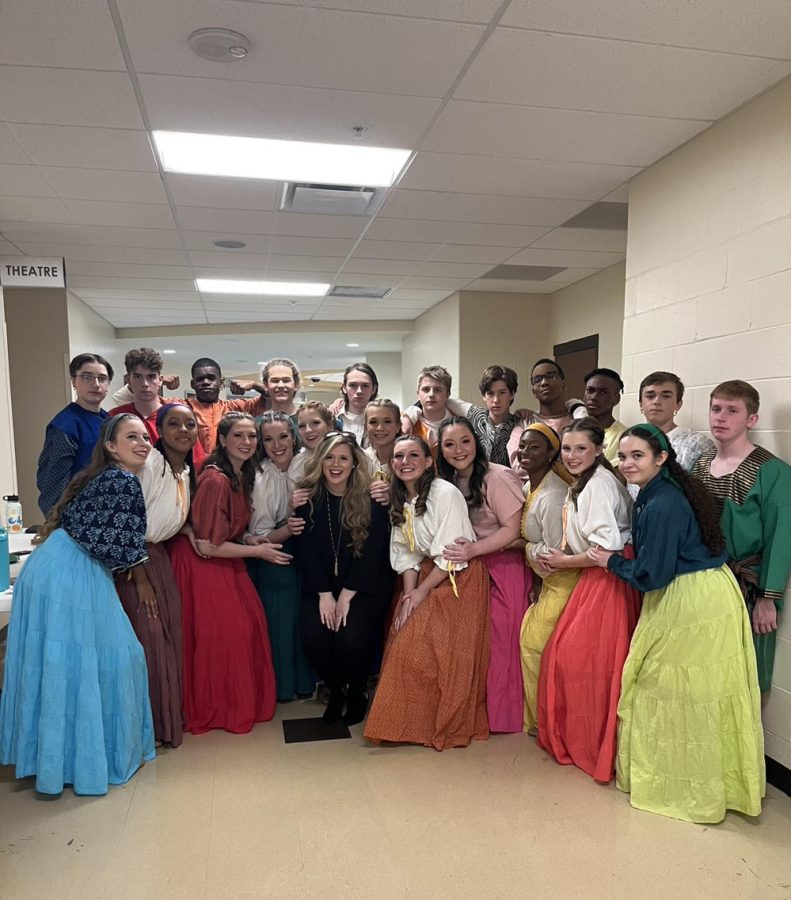 The cast of Joseph poses in costume after Thursday nights performance.