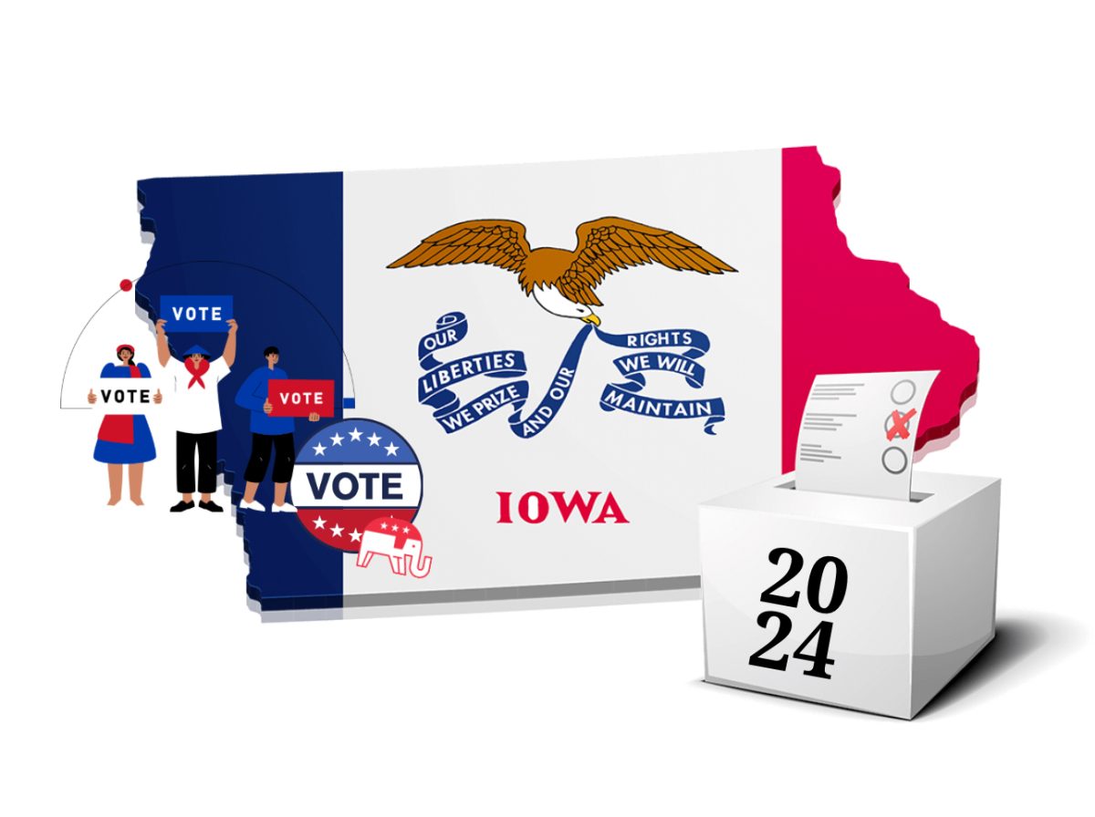 State+of+Iowa+with+a+ballot+box+in+front+of+it.