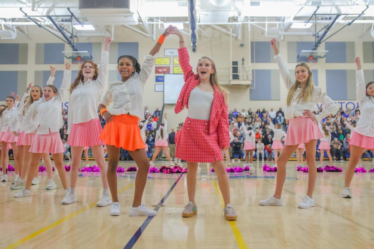 Eighth grade girls perform their lip sync dance to the soundtrack of Legally Blonde 